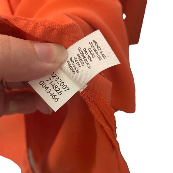 J Jill 100% Silk Button Down Orange Long Sleeve Top - Picture 6 of 7